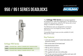 Schlage 950/951 Series Deadlock