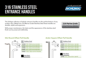 Schlage 316 Stainless Steel Entrance Handles
