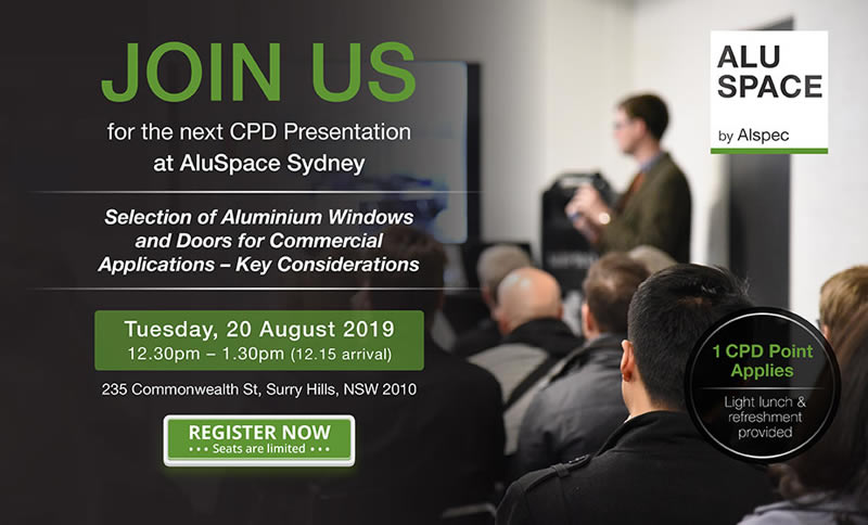 Join us for the next CPD presentation at our AluSpace showroom in Surry Hills