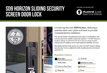 SD9 Horizon Sliding Security Screen Door Lock